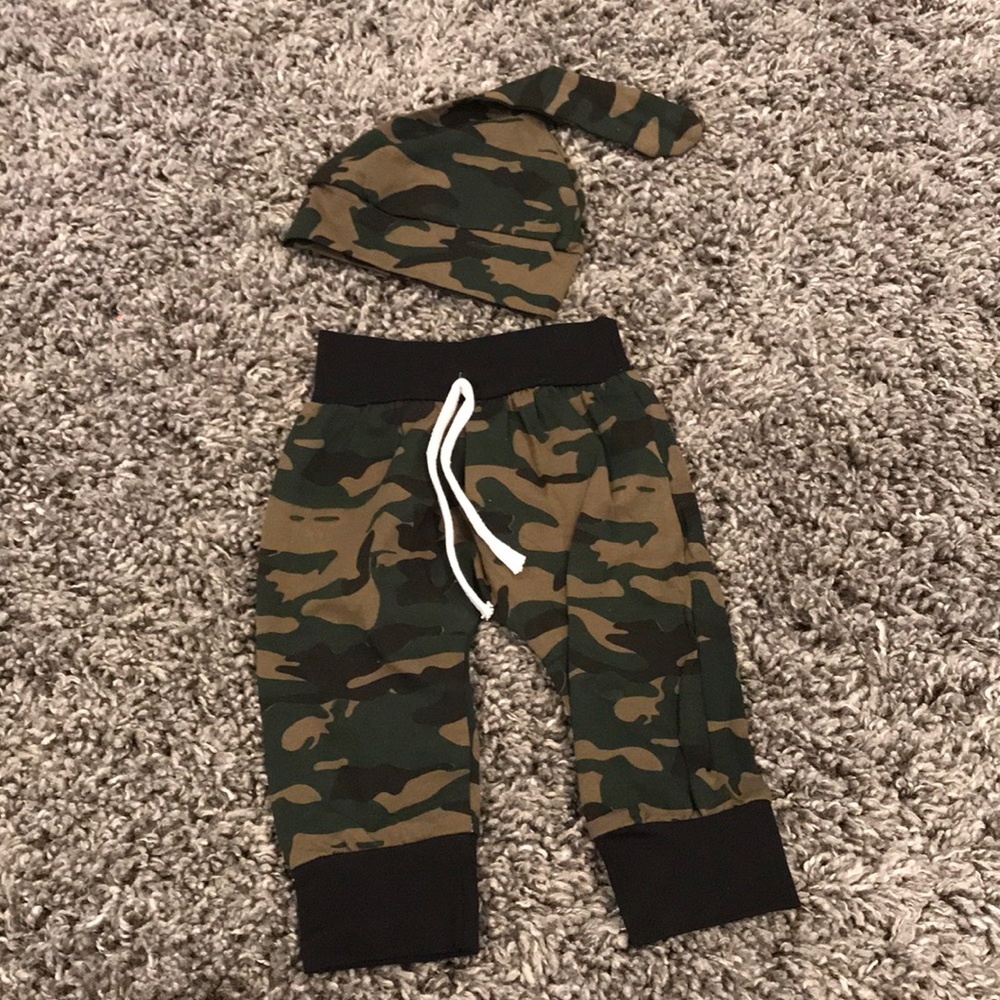 Baby camo pants and beanie